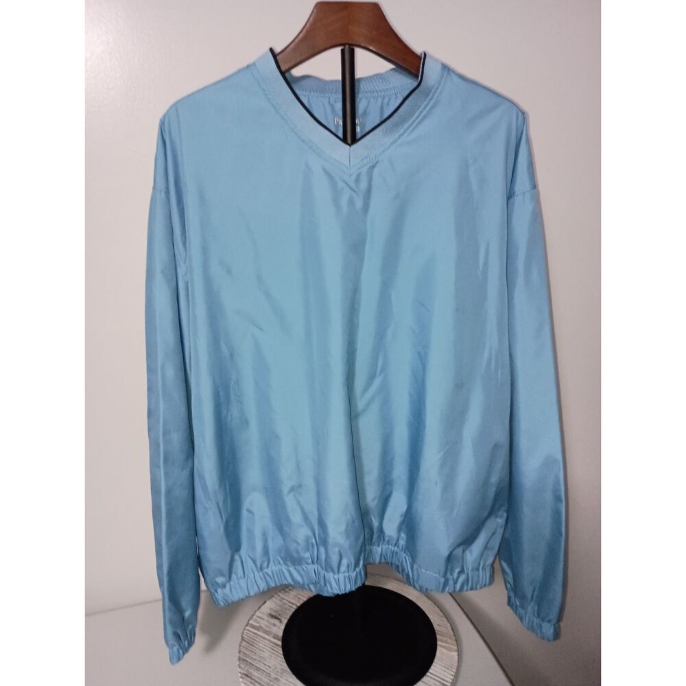 PRO TOUR, Light Blue Golf V-Neck Pullover Golf Windbreaker, Men's Size L
